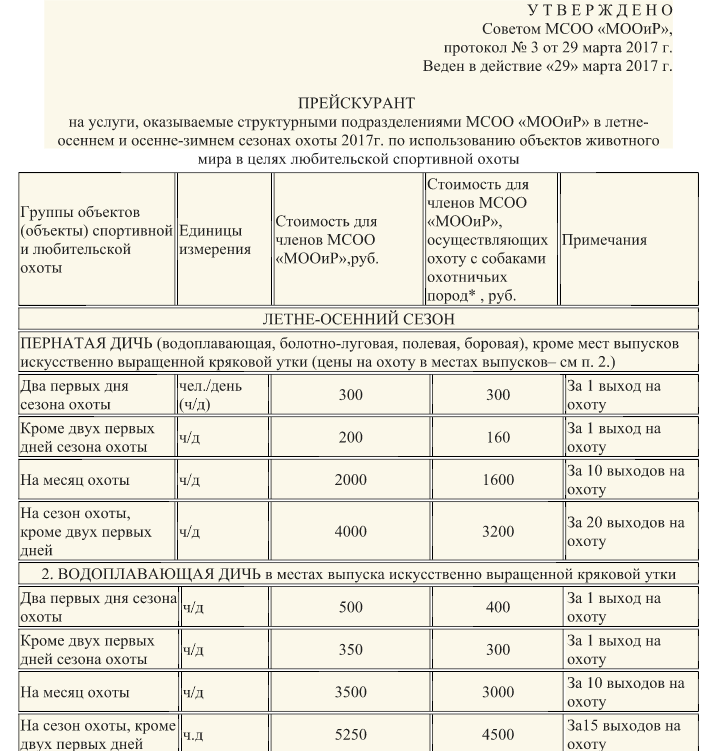 что дает право на охоту